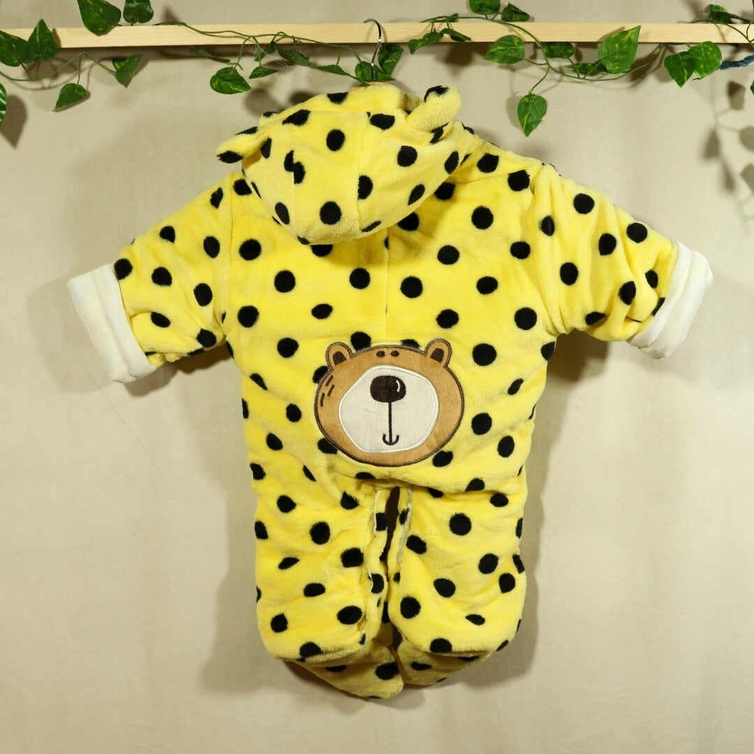 Baby Woolen Hooded Romper Yellow Bear