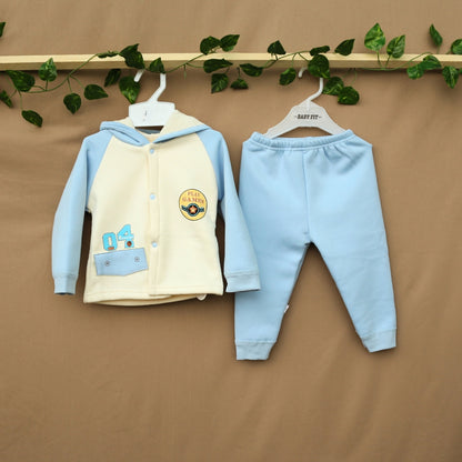 Blue Hooded Pajama Set