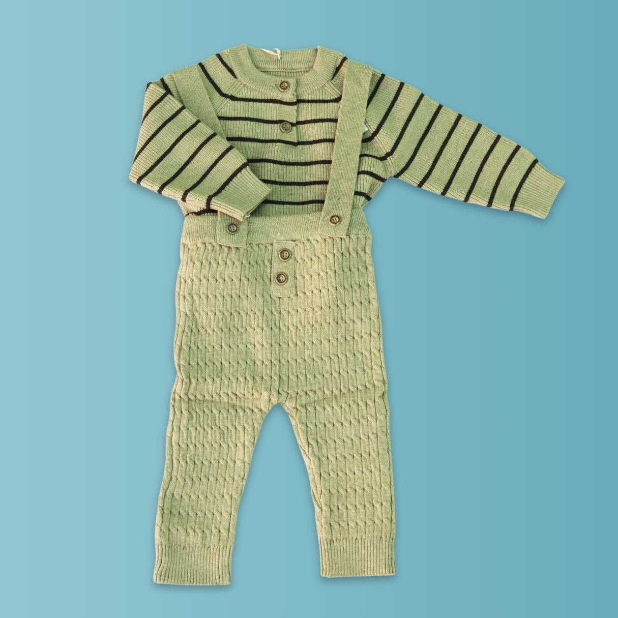 Baby Knit Romper Set with Suspenders