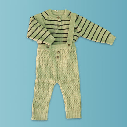 Baby Knit Romper Set with Suspenders
