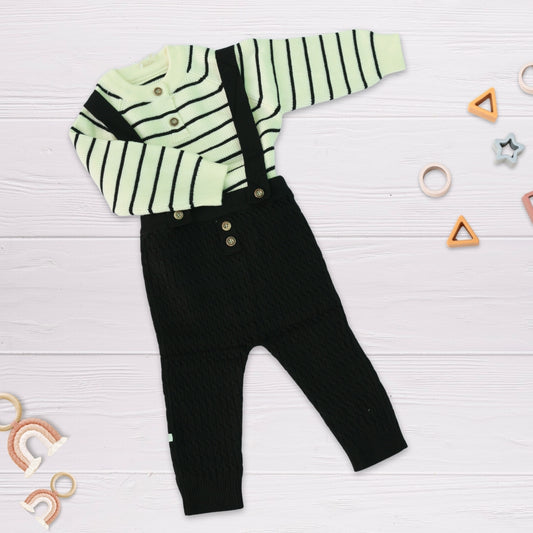 Baby Knit Romper Set with Suspenders