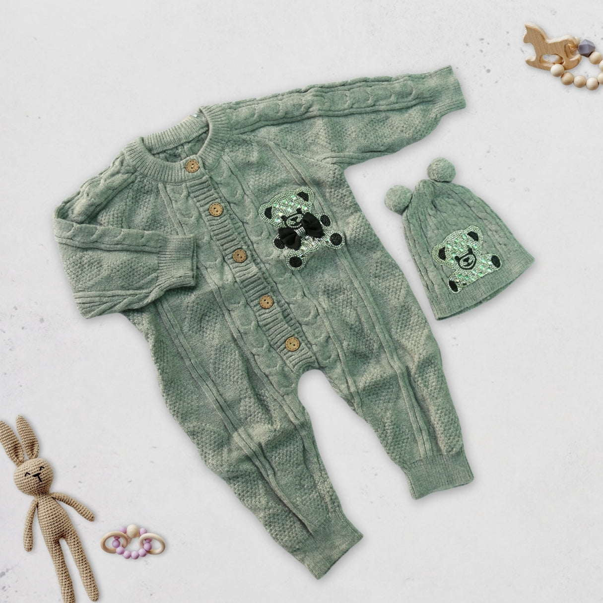 Rhinestone bear romper
