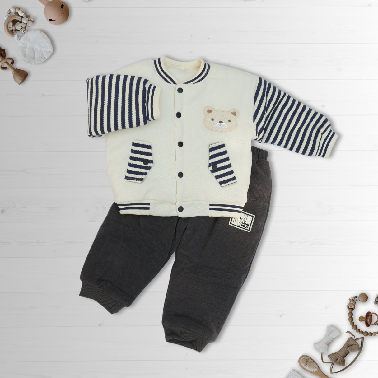 Striped Bear Winter Pajama Set
